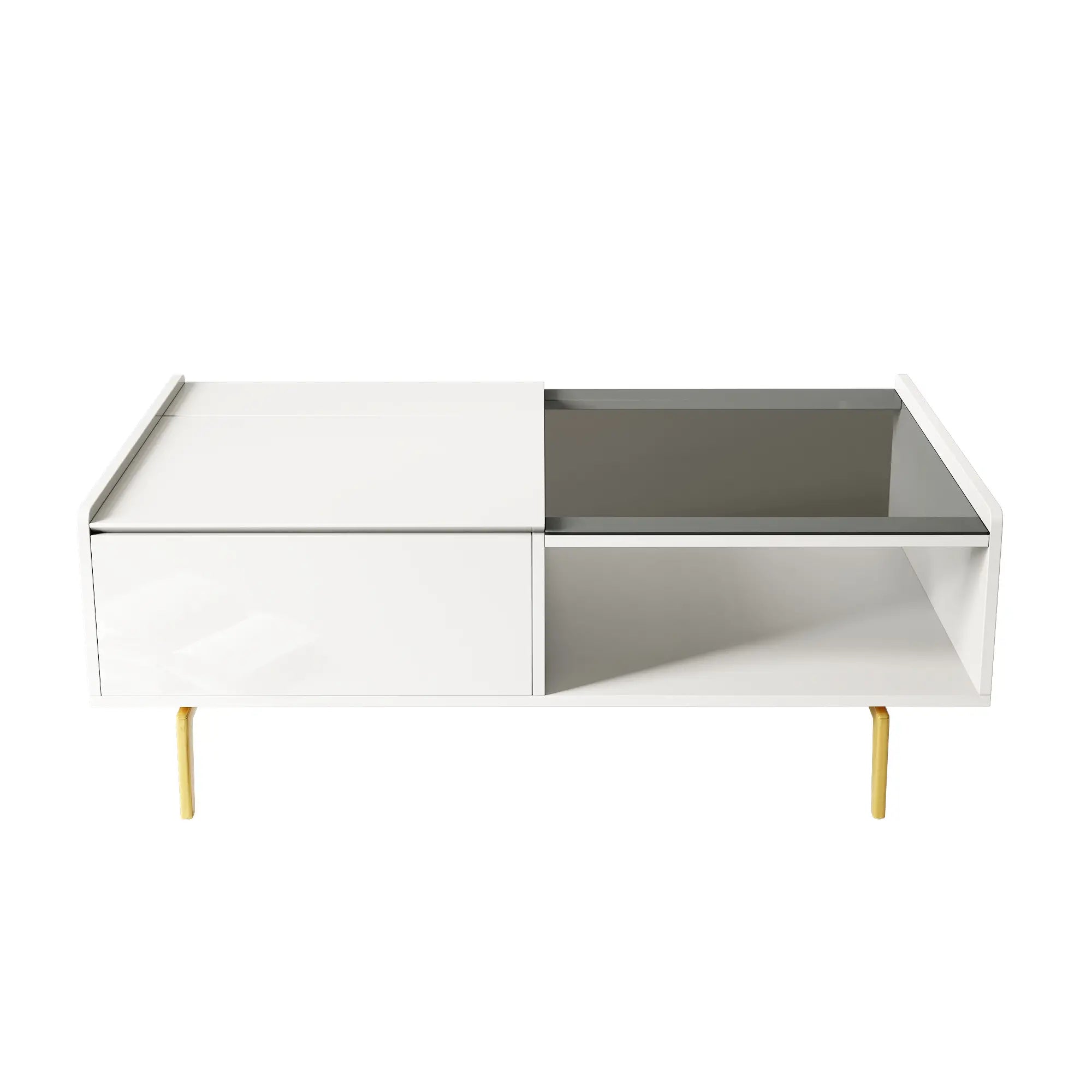 LED Coffee Table, Glass Top with Storage, 43.5
