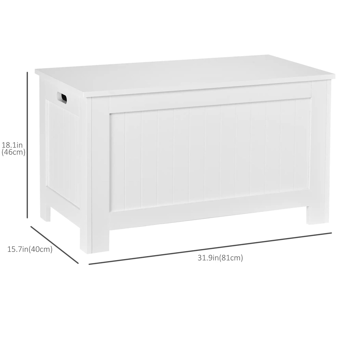Large Storage Box, Trunk Cabinet with Lid, 2 Safety Hinges, White Storage Cabinets at Gallery Canada
