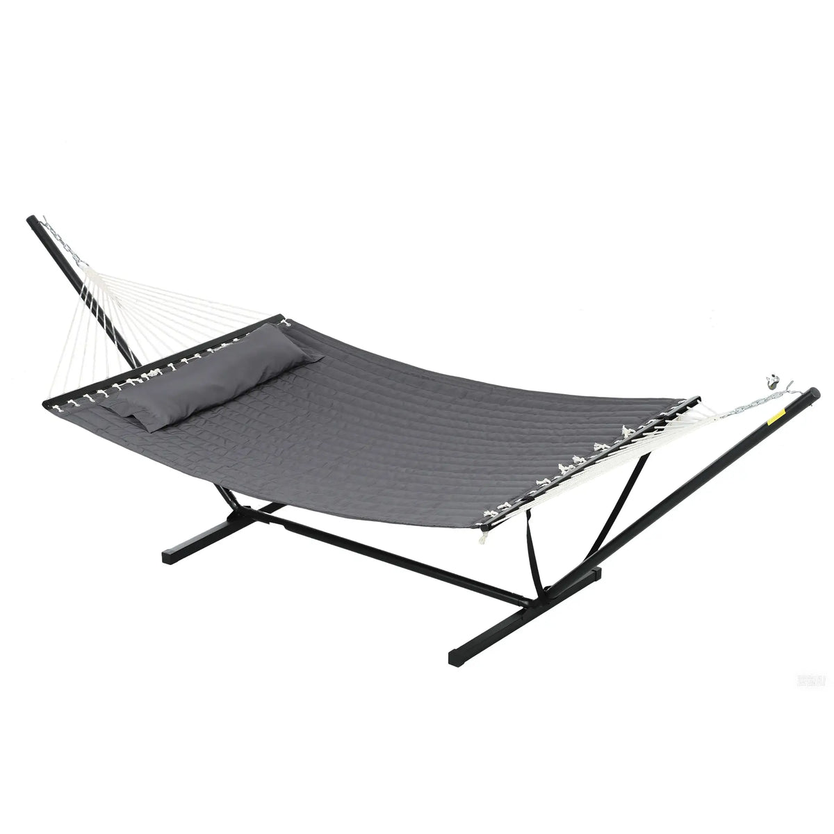 2 Person Quilted Hammock with Stand, Pillow, Spreader Bars, Dark Grey Camping Hammocks at Gallery Canada
