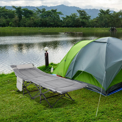 Folding Camping Cot with Mattress, Pillow, Double Layer Oxford, Carry Bag, Light Grey Camping Cots at Gallery Canada
