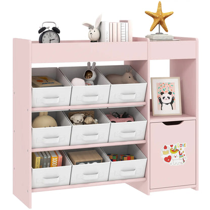 Kids Toy Storage Organizer, 9 Fabric Boxes, Cabinet Shelves, Pink Bookshelves & Bookcases at Gallery Canada