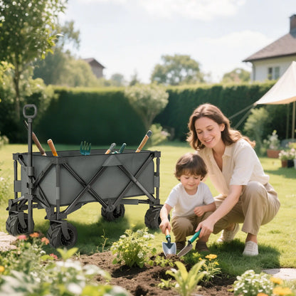 Folding Camping Trailer, Outdoor Pull Along, Anti-Slip Wheel, Dark Grey Bike Cargo Trailers at Gallery Canada