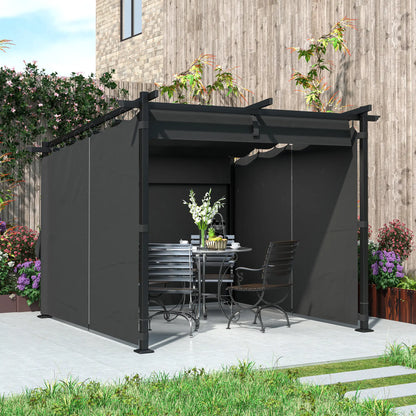 8' x 8.5' Metal Retractable Pergola Canopy With Sidewalls, Outdoor Gazebo Sun Shade Shelter Pergolas at Gallery Canada