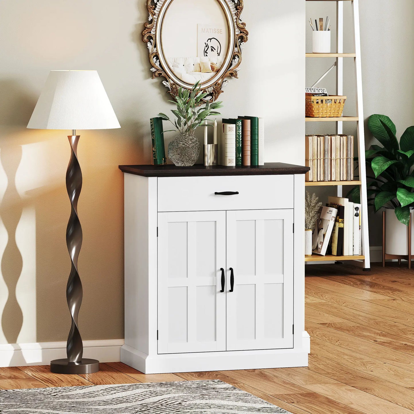 Modern Sideboard Buffet, 2 Doors, Adjustable Shelf, White Bar Cabinets at Gallery Canada