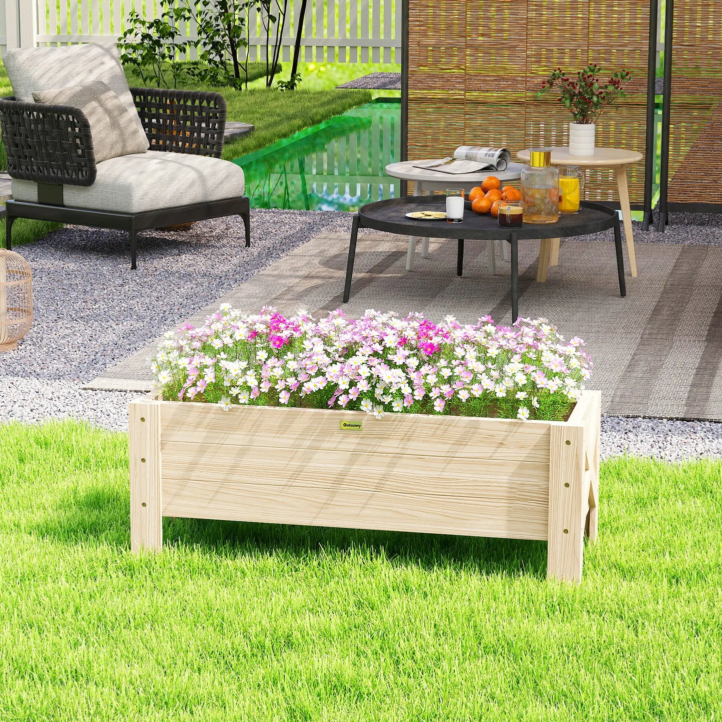 3.3 x 1.2 x 1.2 ft Raised Garden Bed Planter, Natural Wooden Planter Boxes at Gallery Canada