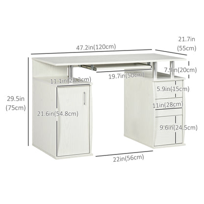 47" Computer Desk With Keyboard Tray, Storage Drawers, White Computer Desks at Gallery Canada