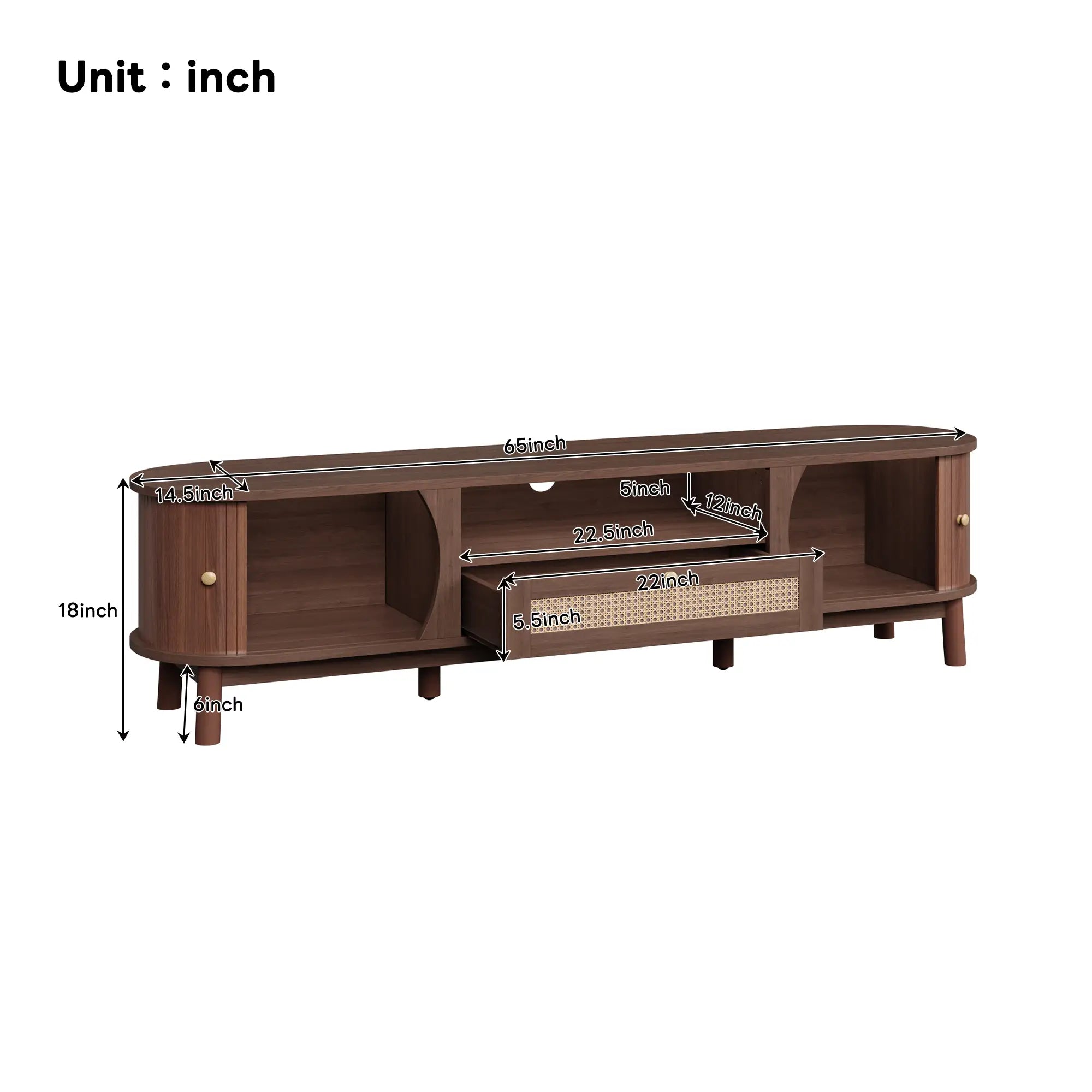 TV Stand, Solid Wood Doors, Drawers, 65