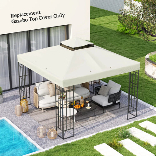 10' x 10' Gazebo Replacement Cover, UPF30+, 2-Tier Roof, Light Grey