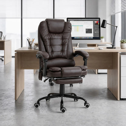 7-Point Vibrating Massage Chair, Reclining Office Chair, Adjustable Height, Brown Massage Chairs at Gallery Canada
