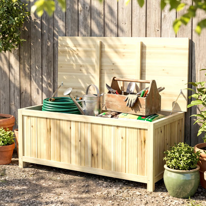 45 Gallon Wooden Storage Box, Patio Deck Box Bench, Natural Patio Storage Boxes at Gallery Canada