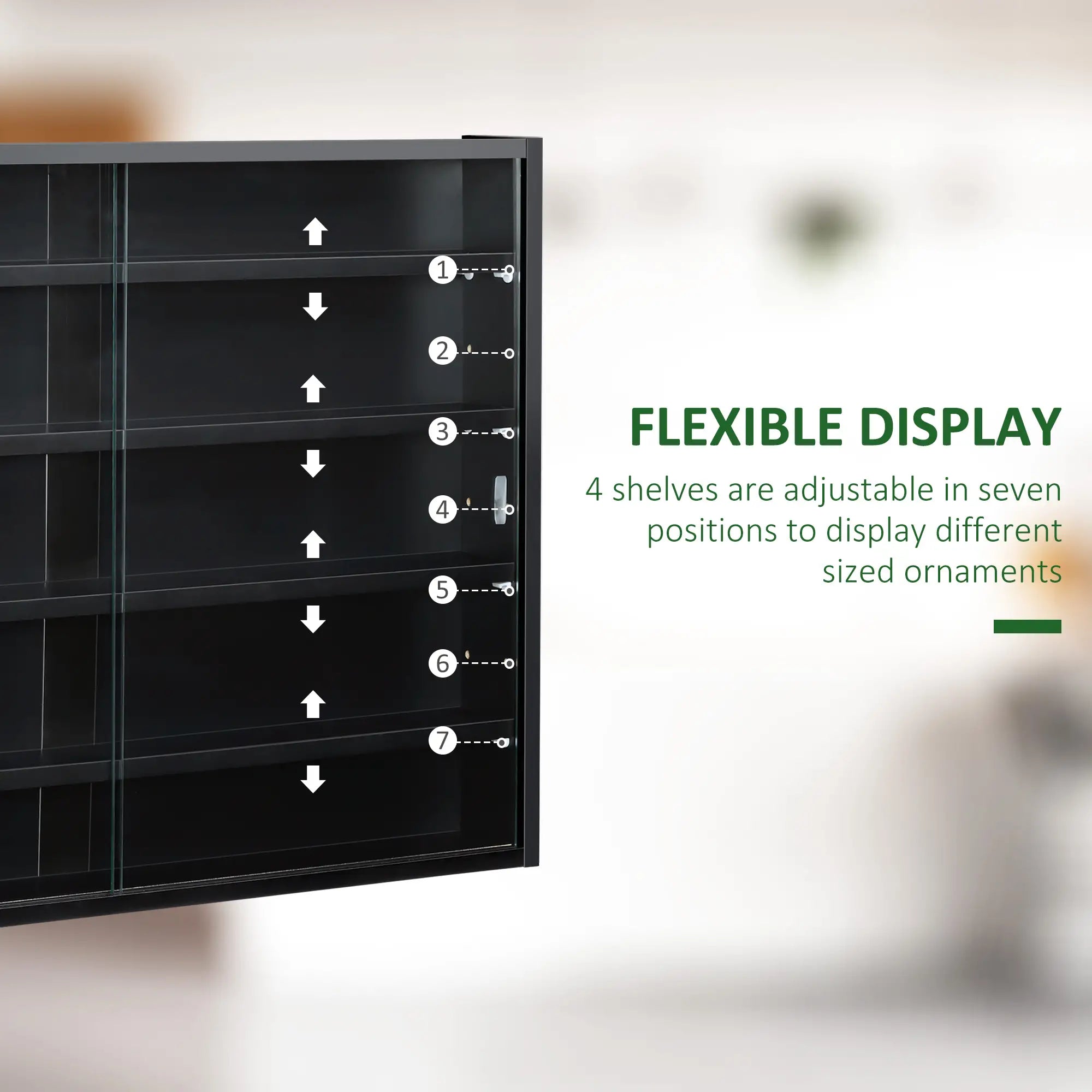 5-Tier Display Cabinet, Shot Glass Display Case, Glass Curio Cabinet with 2 Glass Doors and 4 Adjustable Shelves, Black Display Bookshelves at Gallery Canada