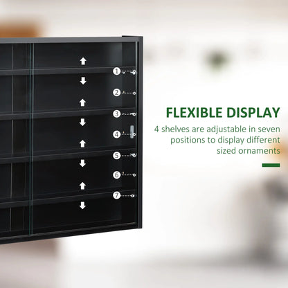 5-Tier Display Cabinet, Shot Glass Display Case, Glass Curio Cabinet with 2 Glass Doors and 4 Adjustable Shelves, Black Display Bookshelves at Gallery Canada