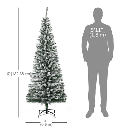 6ft Flocked Pencil Christmas Tree, Realistic Branch Tips, Green Pencil Christmas Trees at Gallery Canada