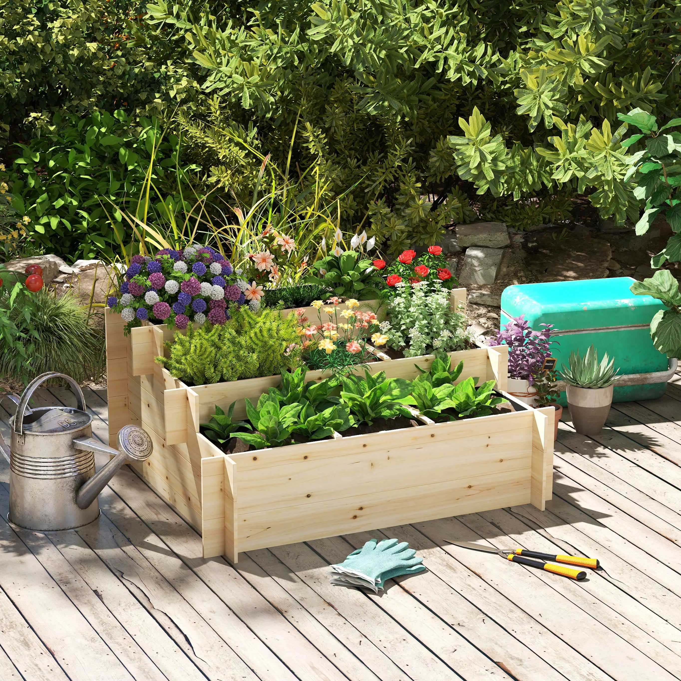 3 Tier Raised Garden Bed, 9 Grow Grids, Bed Liner, Outdoor Raised Garden Beds at Gallery Canada