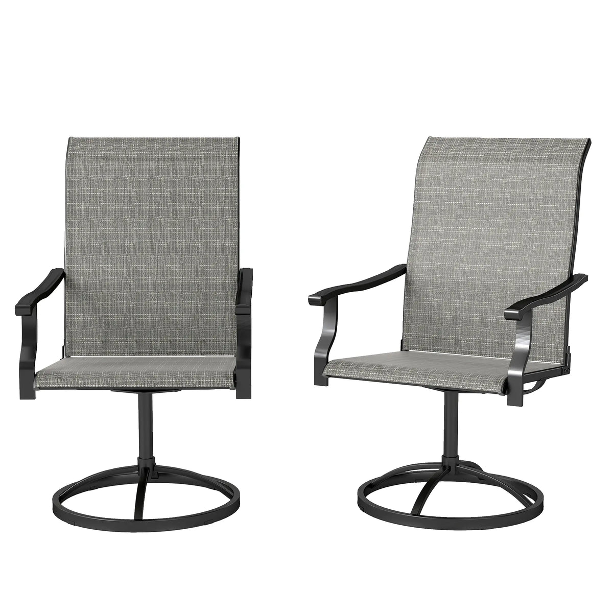 Outdoor Swivel Dining Chairs Set of 2, High Back, All Weather Mesh, Grey Patio Chairs Grey, Black at Gallery Canada