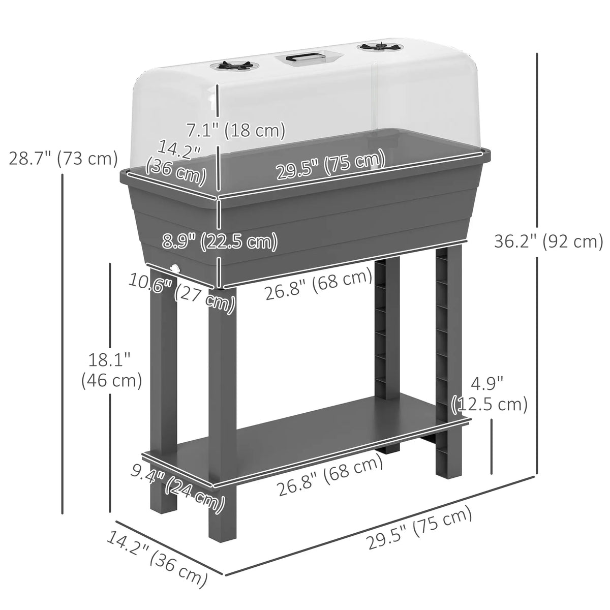 41L Self Watering Raised Garden Bed, Ventilation Lid, Dark Grey Raised Garden Beds at Gallery Canada