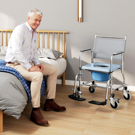 Rolling Shower Chair, Bedside Commode Wheelchair, 300 Lbs, Black Bath Chairs Black at Gallery Canada