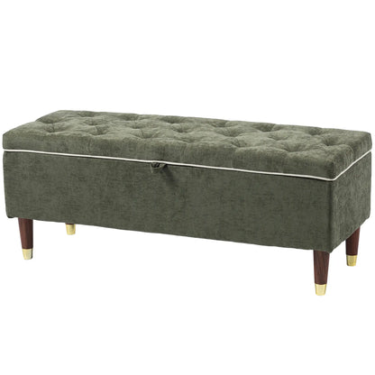 Storage Ottoman Bench, Linen-Look Seat, 264 LBS, Green Storage Ottomans & Benches Green at Gallery Canada