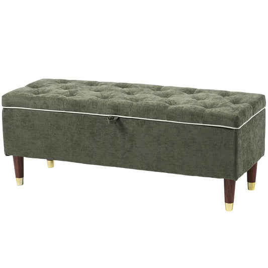 Storage Ottoman Bench, Linen-Look Seat, 264 LBS, Green Storage Ottomans & Benches Green at Gallery Canada