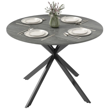 40" Round Kitchen Table For 4, Industrial Dining Table, Distressed, Grey
