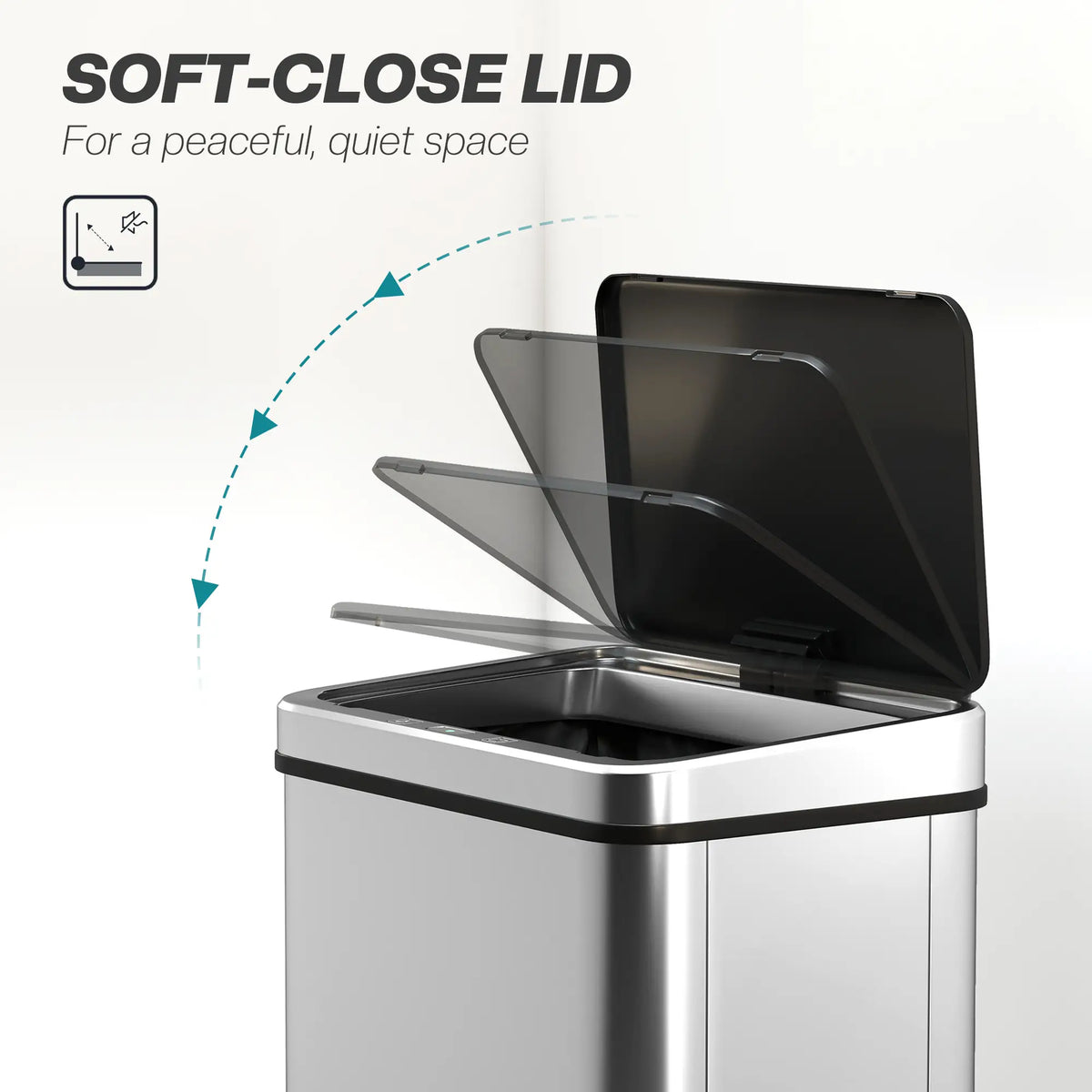 10.6 Gallon Automatic Garbage Can, Soft-Close Lid, Touchless, Fingerprint Resistant Stainless Steel Household Supplies at Gallery Canada