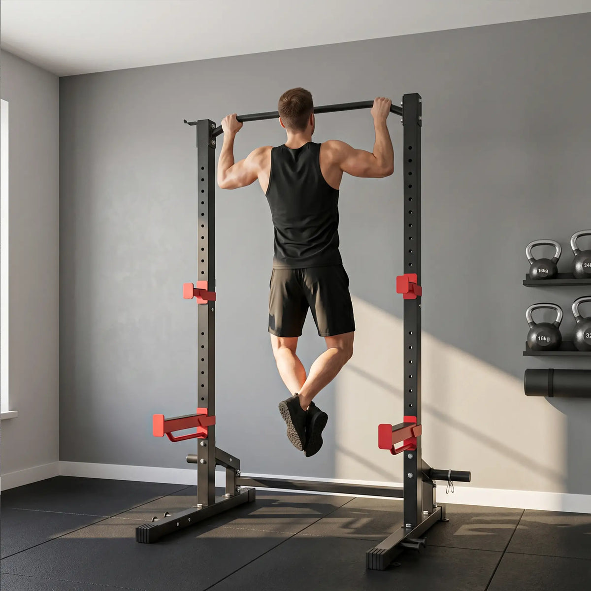 Power Cage Squat Rack, 1100LB, Pull-Up Bar, J-Hooks, Plate Storage Power Towers at Gallery Canada