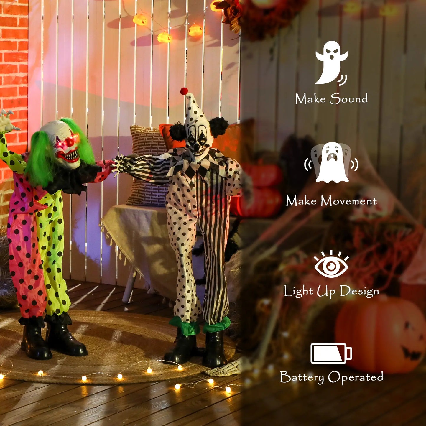 Life Size Animated Clown, Sound Activated, Red Halloween Decorations at Gallery Canada