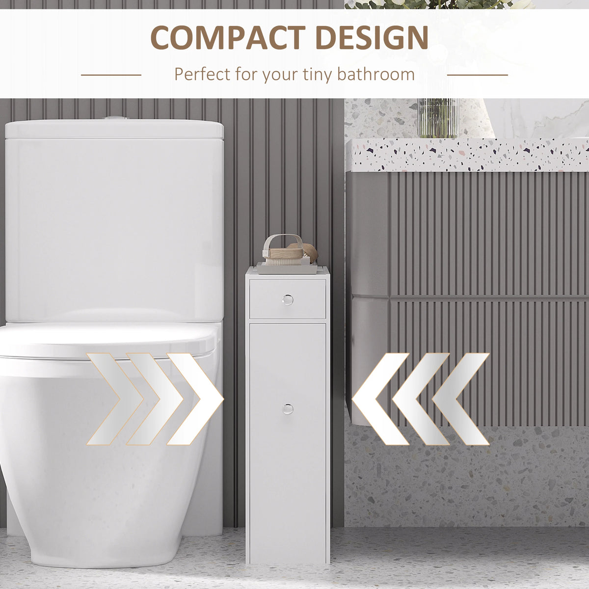 Space Saving Toilet Paper Cabinet, Narrow Bathroom Cabinet with Drawers, White Bathroom Cabinets at Gallery Canada