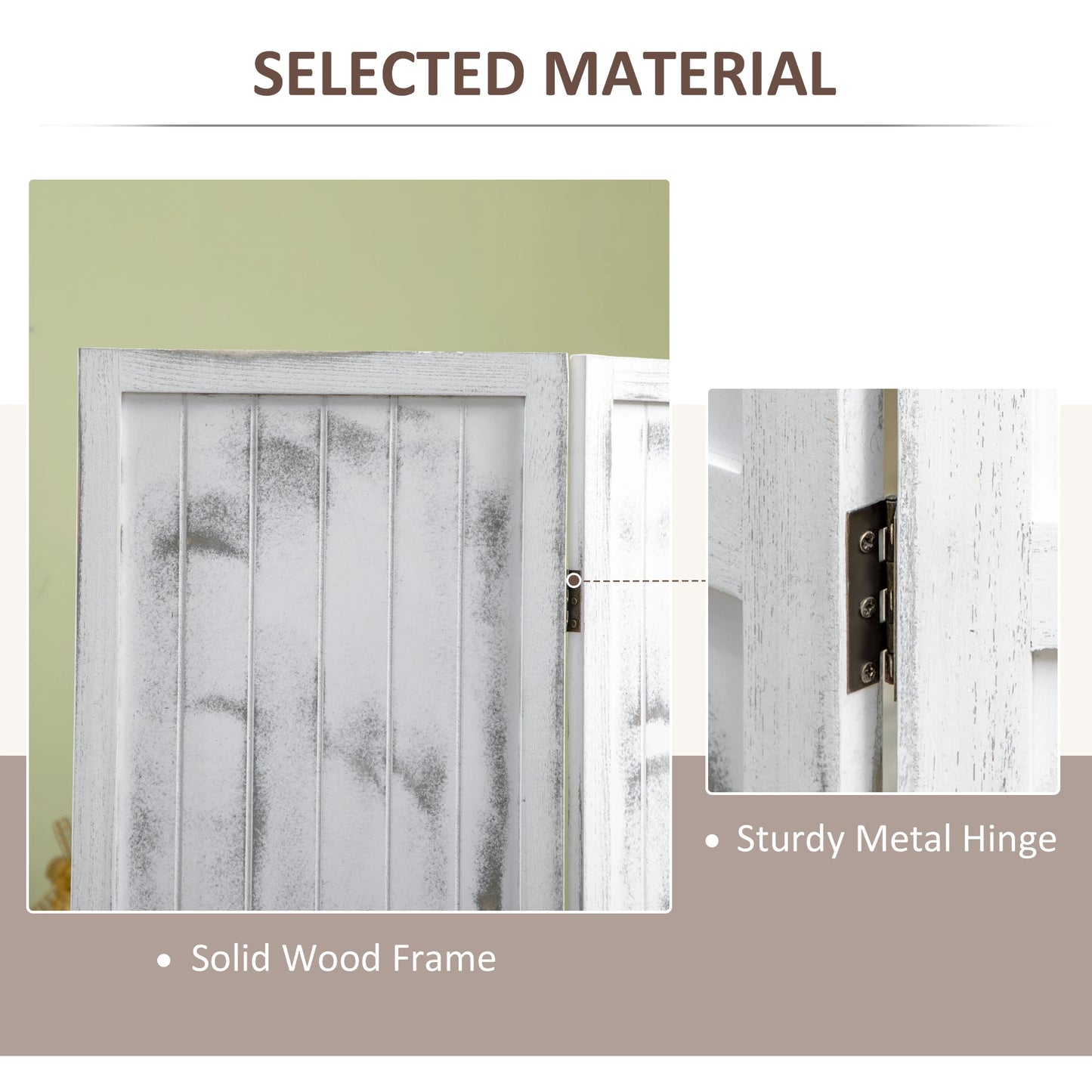 Foldable Screen Divider, 5.5' Rustic, Indoor Bedroom Office, White Room Dividers at Gallery Canada