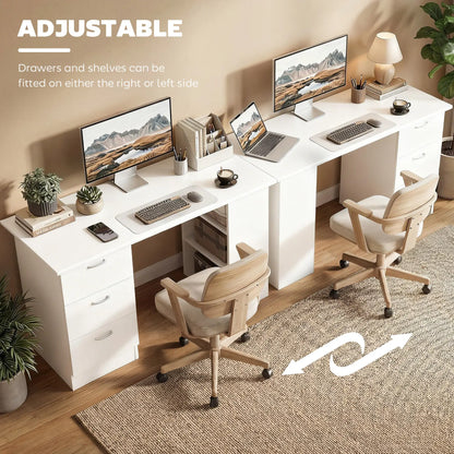 47" Writing Desk With 3-Tier Shelves, 3 Drawers, White Writing Desks at Gallery Canada