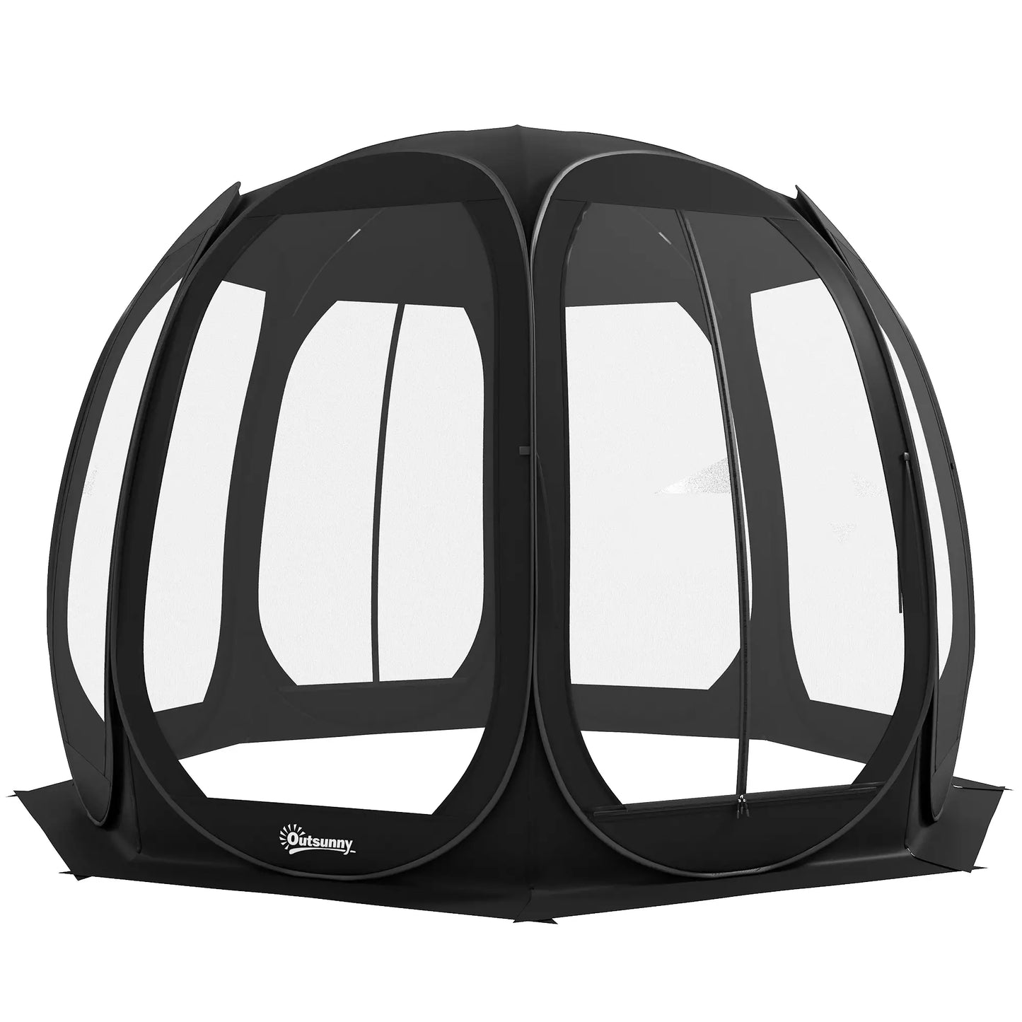 11' x 11.5' Screen Tent, Pop Up Camping Gazebo, Black Pop Up Canopies Black at Gallery Canada