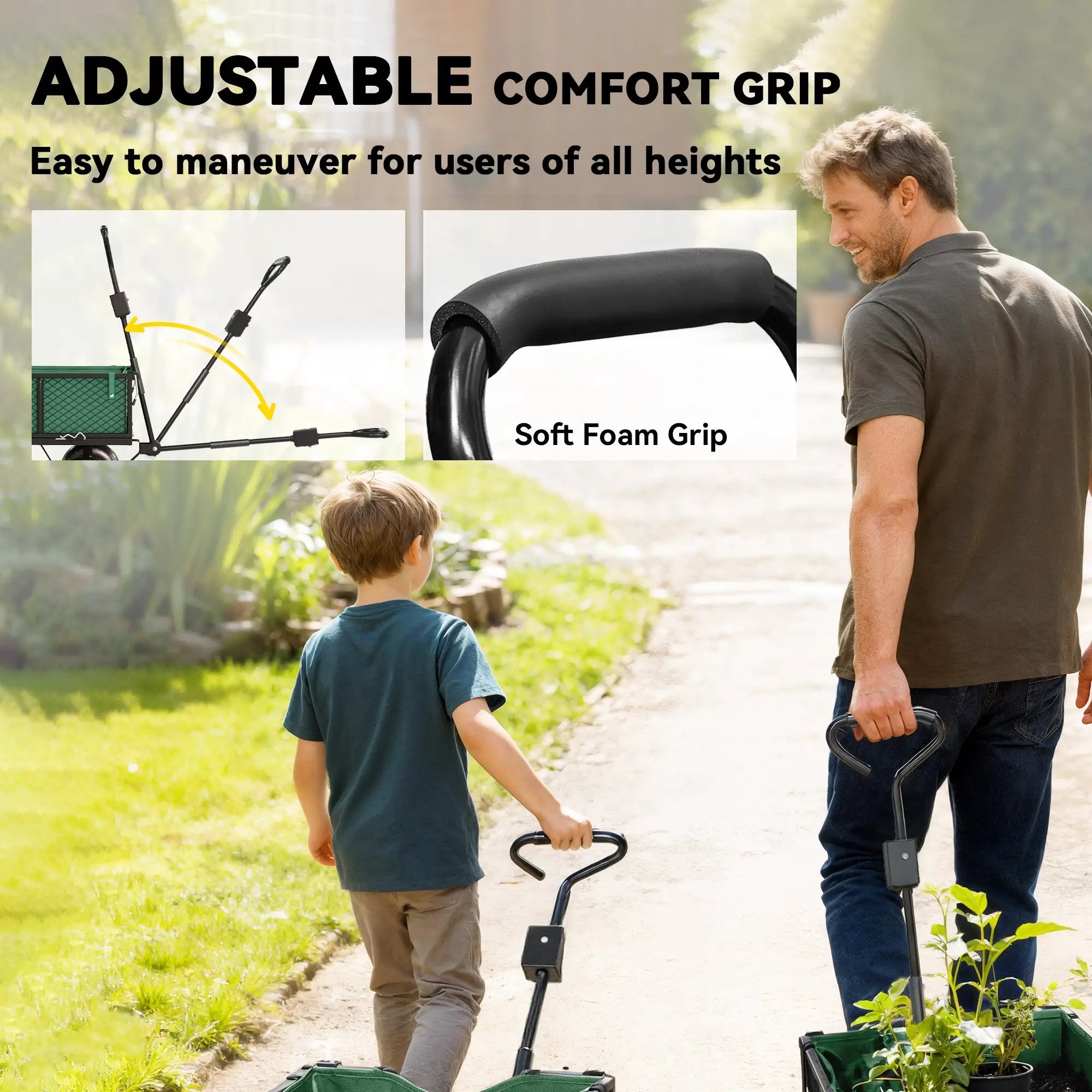 Steel Garden Cart, Removable Liner, Quick-Release Sides, 10