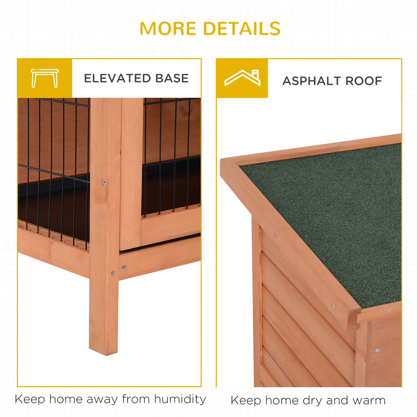 54"L 2-Story Rabbit Hutch, Wooden Pet House, Lockable Doors, No Leak Tray, Orange Rabbit Hutch at Gallery Canada