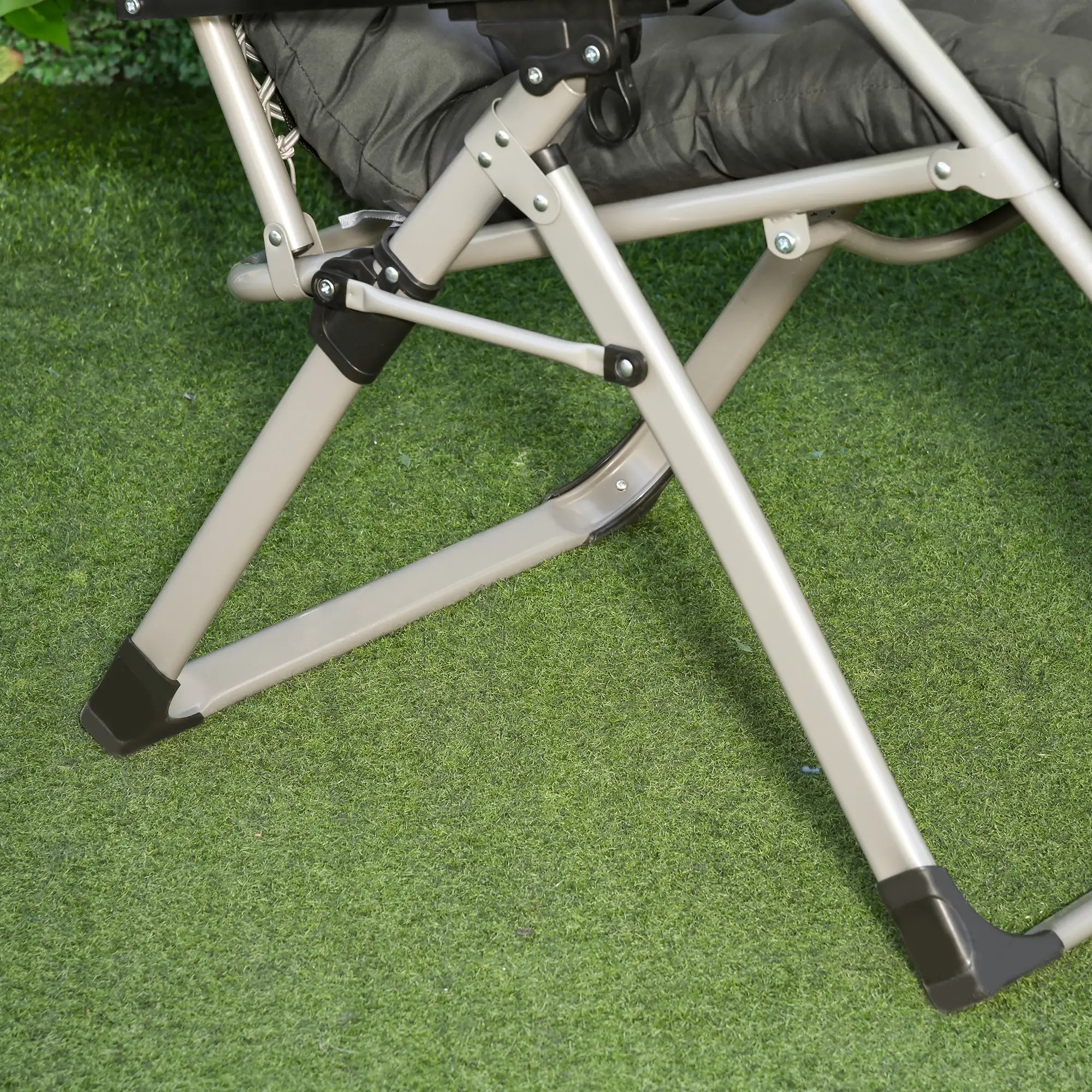 Reclining Zero Gravity Chair, Adjustable Backrest, Folding Sun Lounger, Removable Cushion, Headrest, Dark Grey Lounger Chairs at Gallery Canada