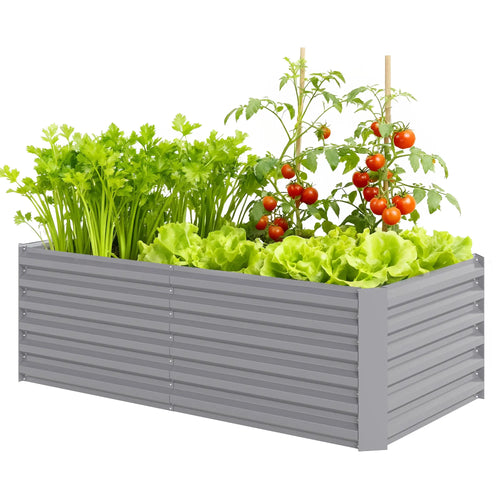 6' x 3' x 2' Raised Garden Bed, Galvanized Planter Box, Light Grey