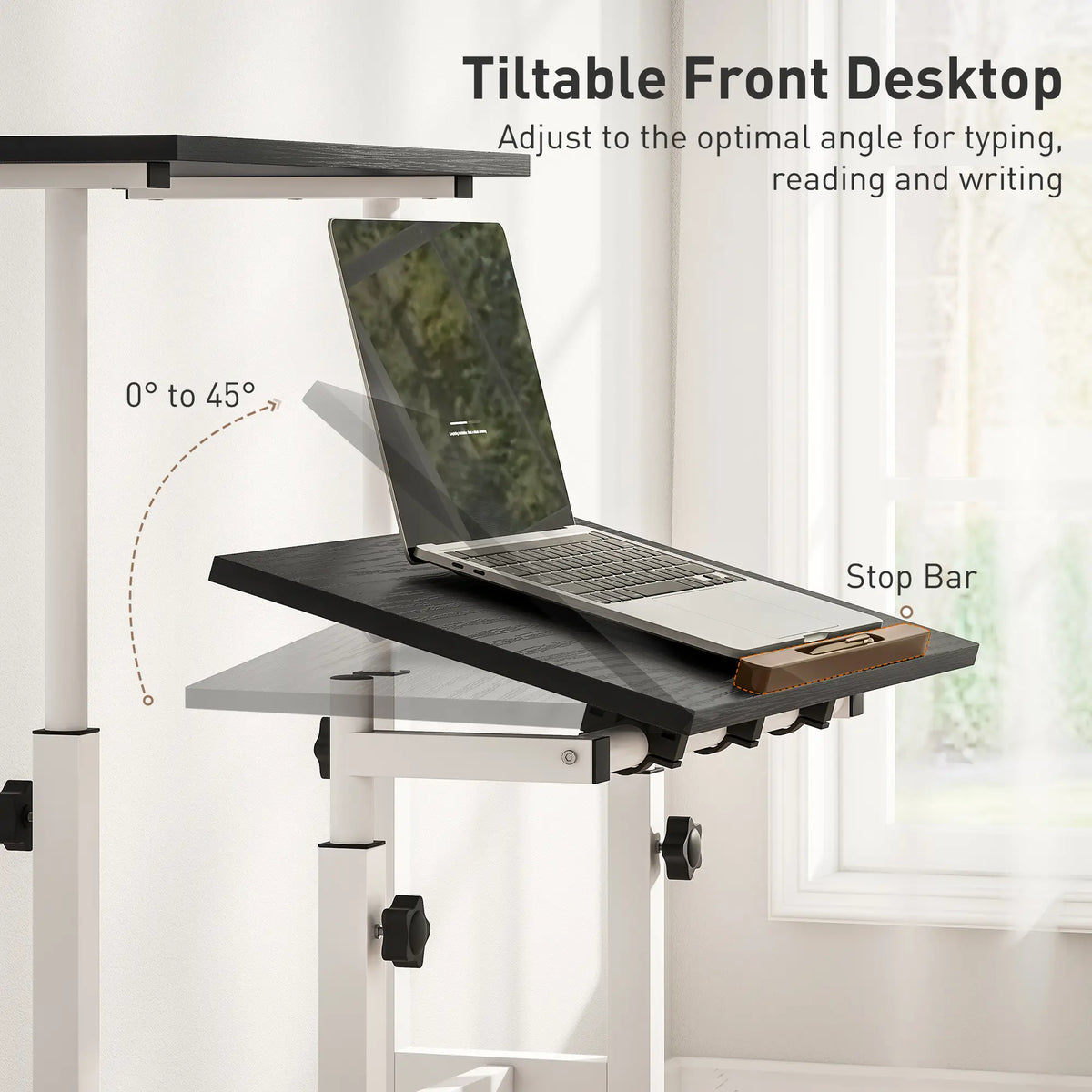 Height Adjustable Standing Desk with Wheels, Black Computer Desks at Gallery Canada