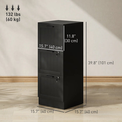 3 Drawer Filing Cabinet with Lock, Adjustable Hanging Bars, Black Office Cabinets & Cupboards at Gallery Canada