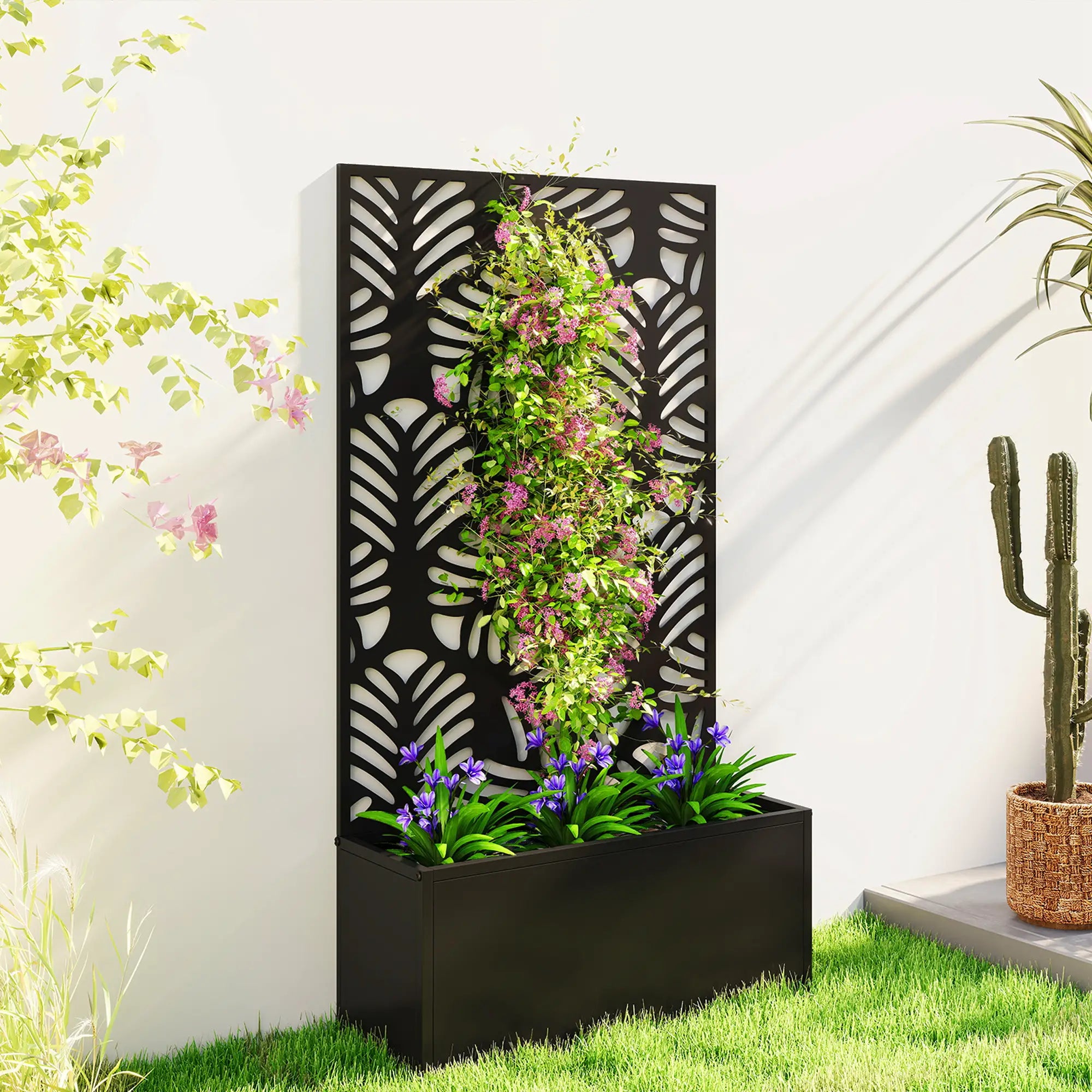 Metal Garden Bed With Trellis, Freestanding Or Wall Mounted Galvanized Planter Boxes at Gallery Canada