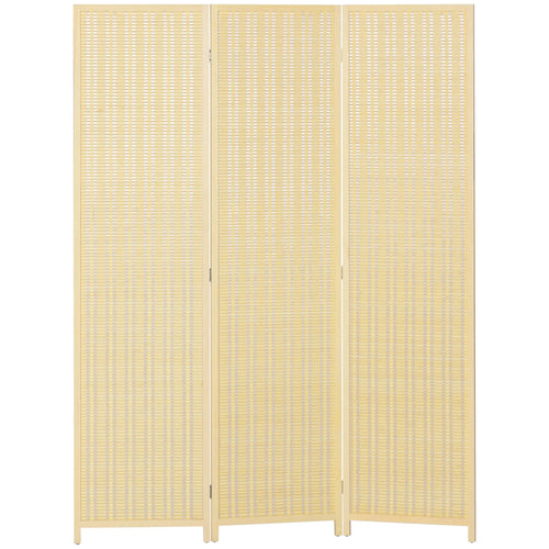 Woven Bamboo Room Divider, 3 Panel Folding Privacy Screen, Natural Wood