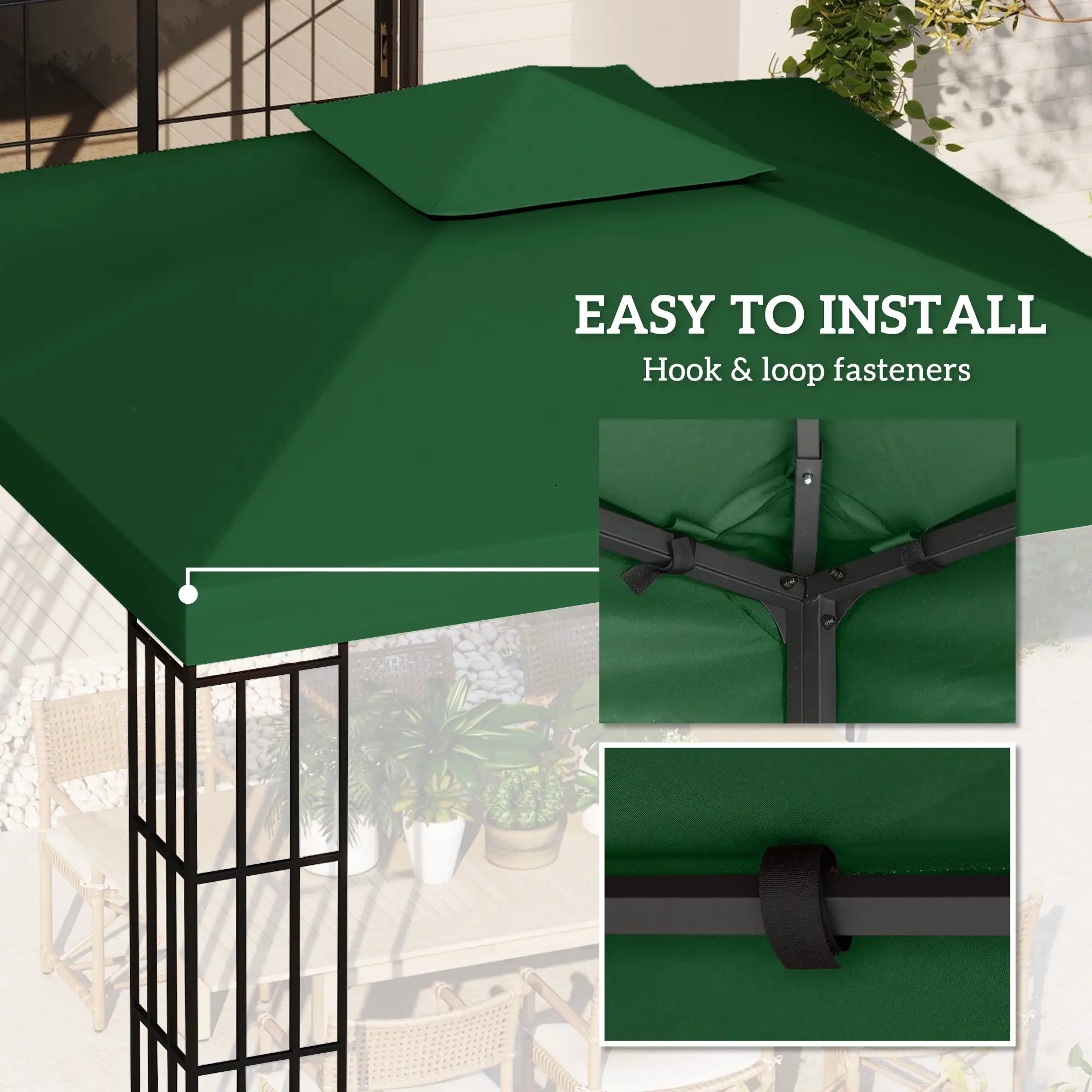 10'X10' Canopy Replacement 2-Tier Top Cover, Green Gazebo Canopy Replacement at Gallery Canada