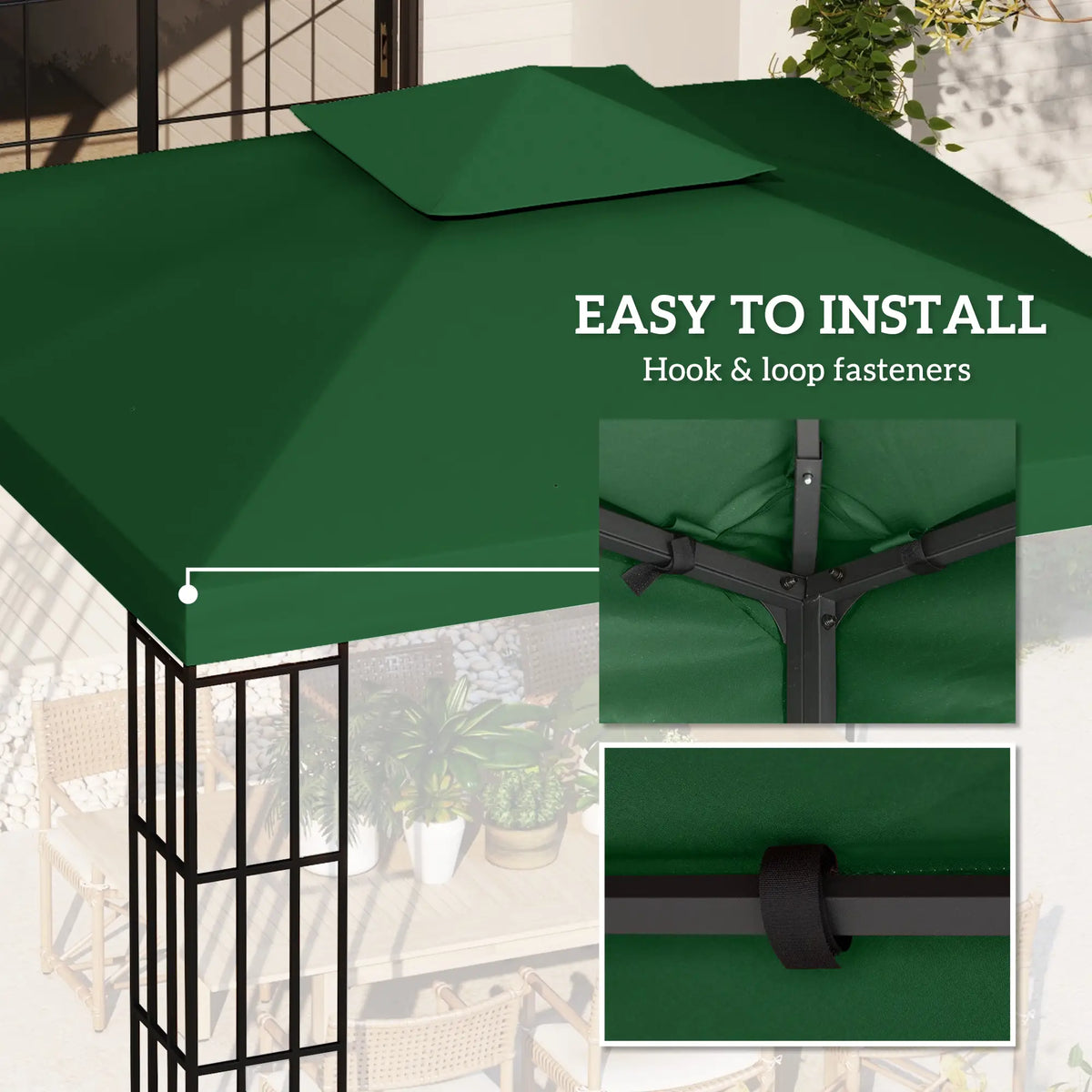 10'X10' Canopy Replacement 2-Tier Top Cover, Green Gazebo Canopy Replacement at Gallery Canada