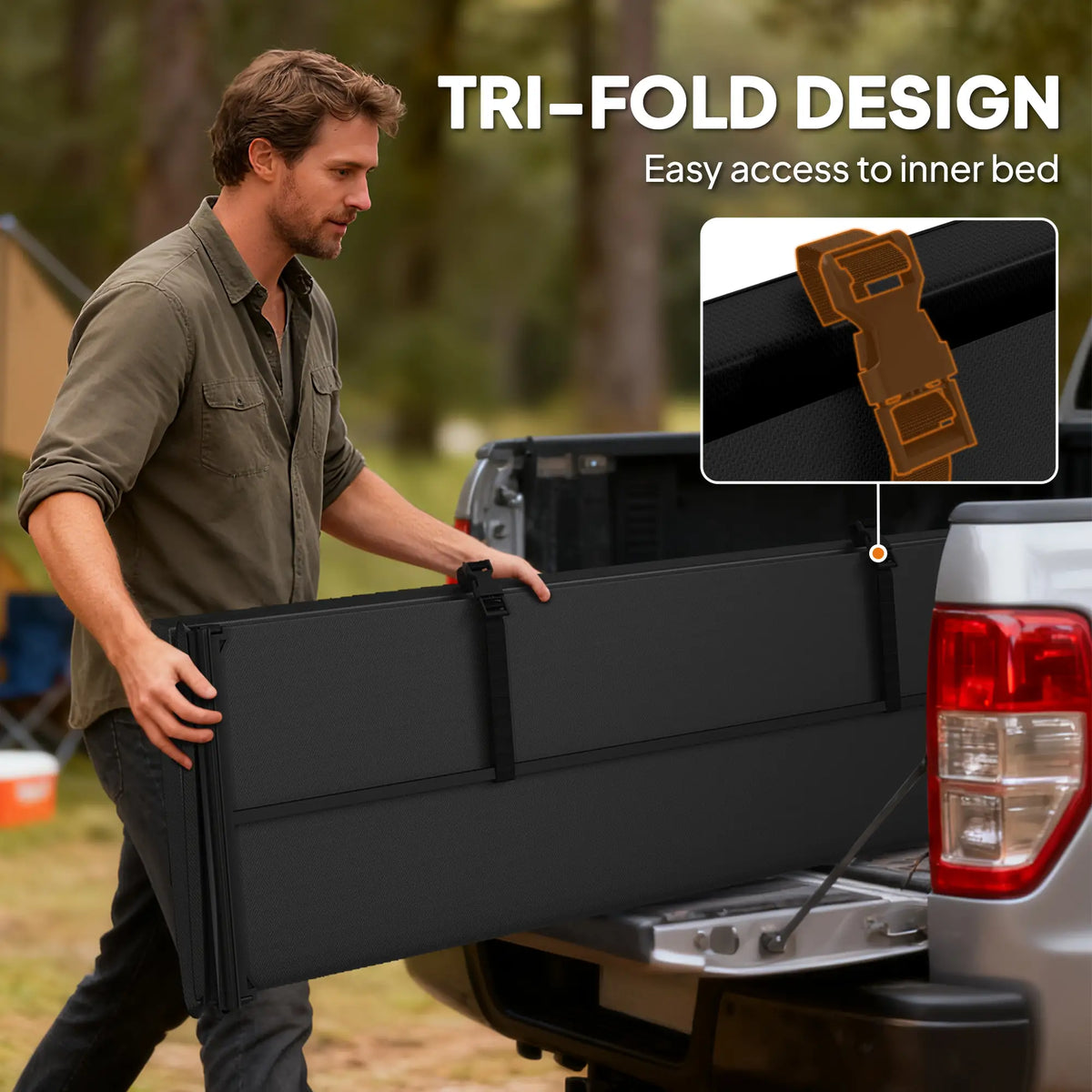 6ft Soft Tri-Fold Tonneau Cover, 5.75/5.8 ft Bed, Black Automotive at Gallery Canada