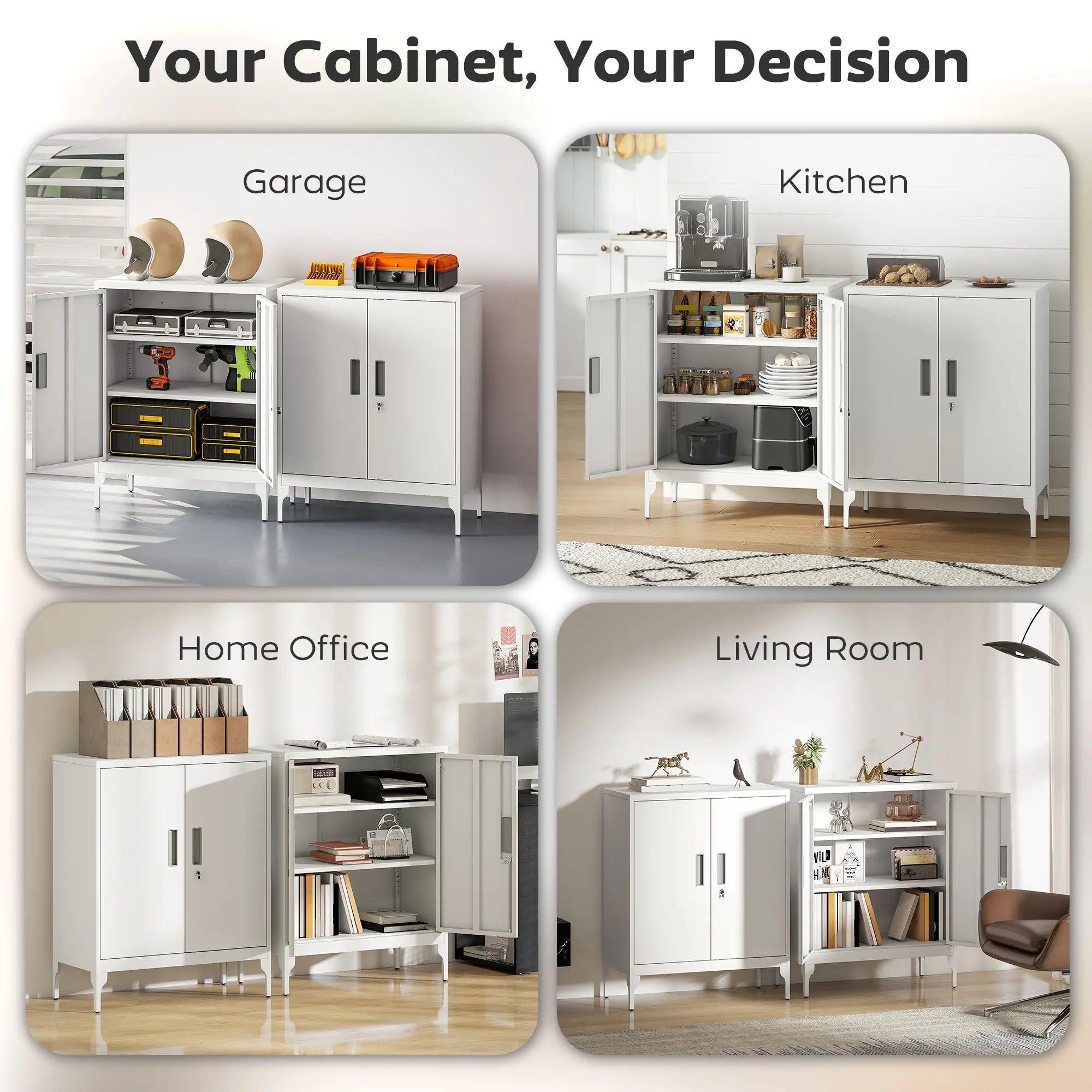 Office Storage Cabinet with Lock, Adjustable Shelves, White Office Cabinets & Cupboards at Gallery Canada