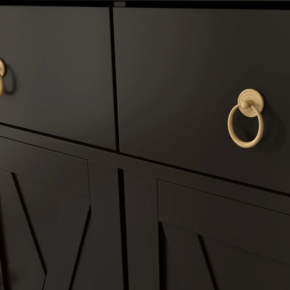 Sideboard Cabinet, 2 Drawers, 4 Barn Doors, 2 Adjustable Shelves, Black Bar Cabinets at Gallery Canada