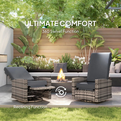 Outdoor Rattan Wicker Lounge Chair with Footrest, Soft Cushion, Grey Patio Chairs at Gallery Canada
