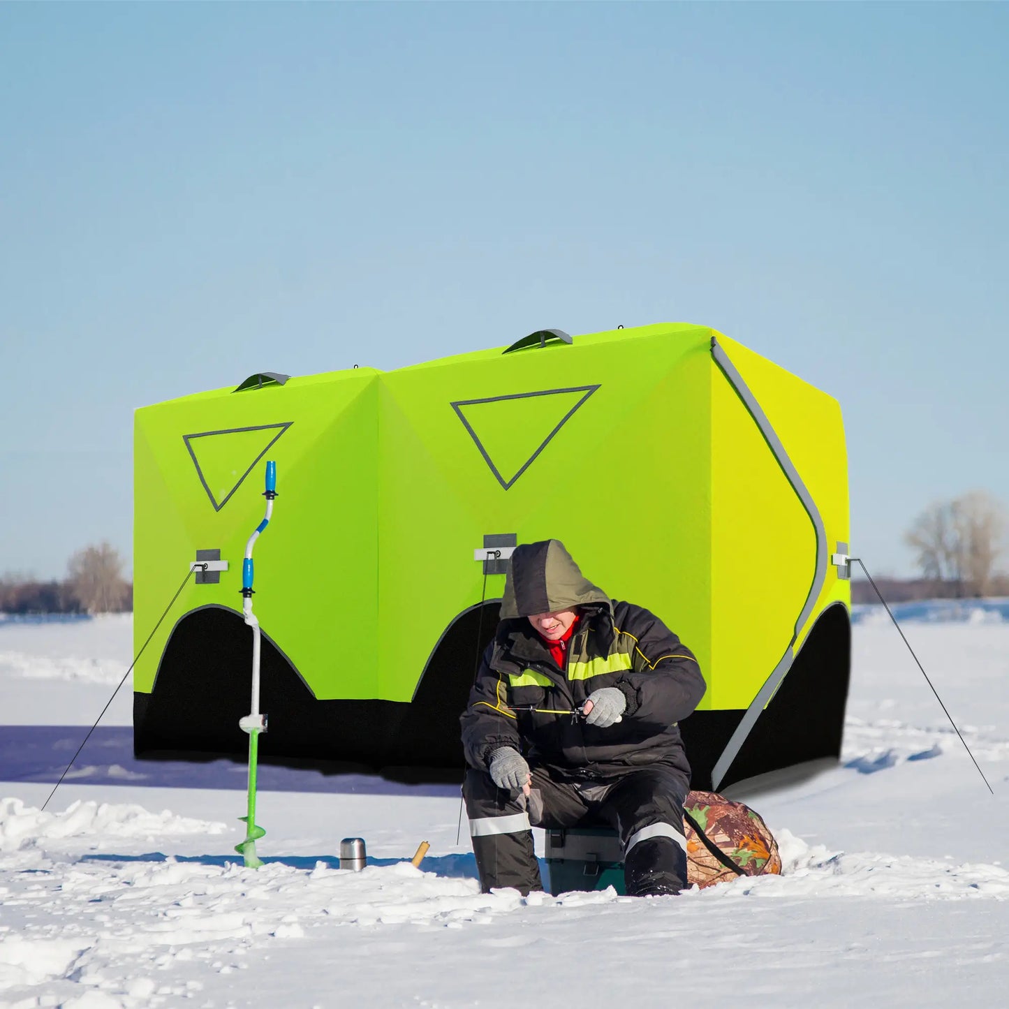 8-Person Insulated Ice Fishing Tent, Ventilation Windows, Carry Bag, -22℉, Green Ice Fishing Tents at Gallery Canada