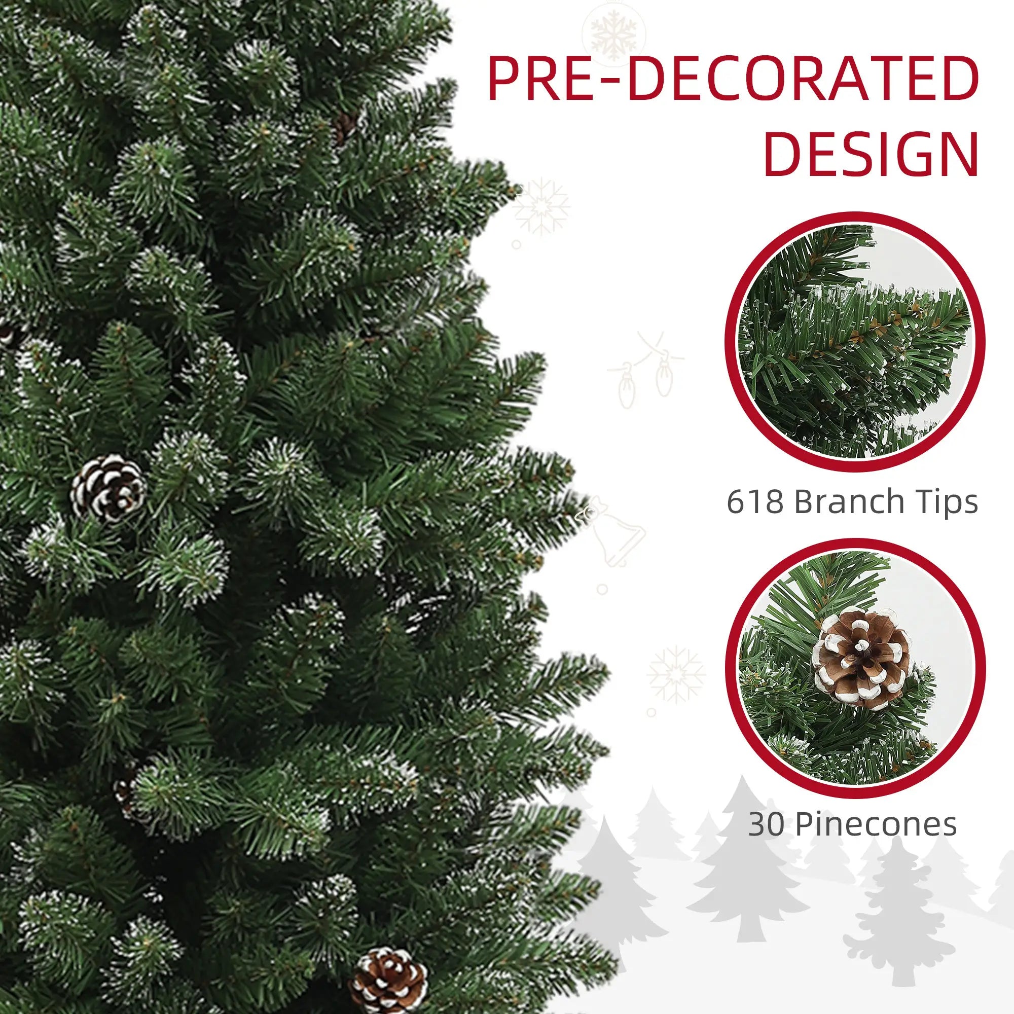 6ft Artificial Pencil Christmas Tree, 618 Branches, Pinecones, Metal Stand Pencil Christmas Trees at Gallery Canada