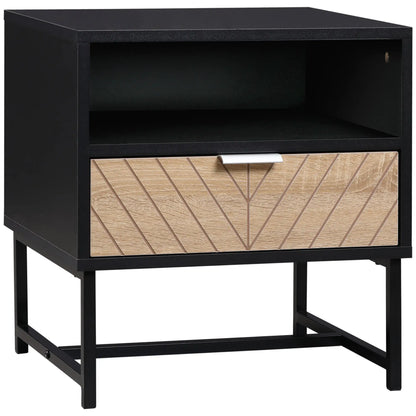 Modern Bedside Table With Drawer, Black And Oak, Black And Oak Bedside Tables Black, Oak at Gallery Canada