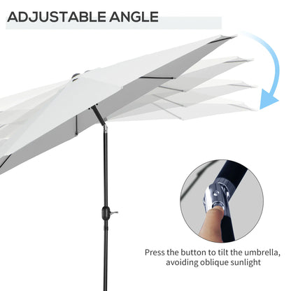 10' x 8' Round Patio Umbrella, Crank Handle, Tilt, White Sun Umbrellas at Gallery Canada