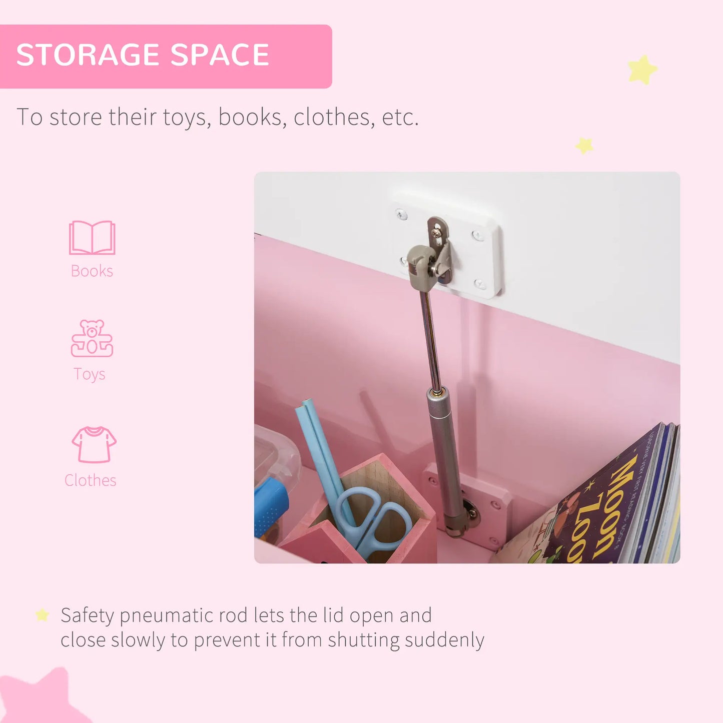 2-in-1 Wooden Kids Toy Box, Storage Bench Seat, Pink Baby & Kids Storage at Gallery Canada